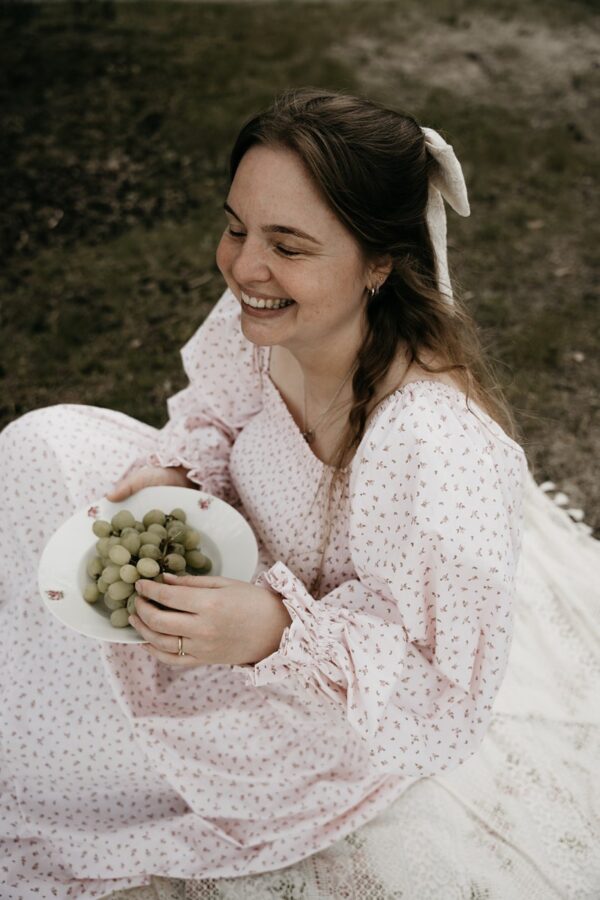 Smocked dress pink roses - Afbeelding 3