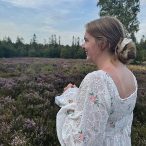 Scrunchie embroidery naturel