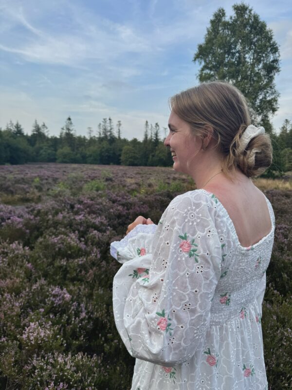 Scrunchie embroidery naturel