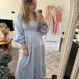 Smocked dress embroidery baby blue