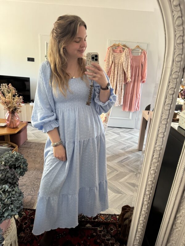 Smocked dress embroidery baby blue
