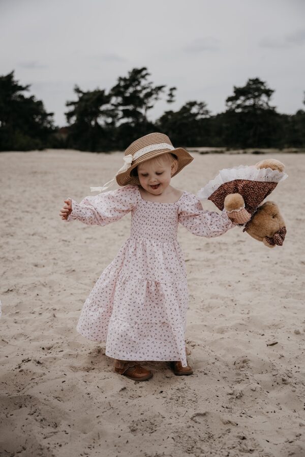 Kids Smocked dress pink roses - Afbeelding 2