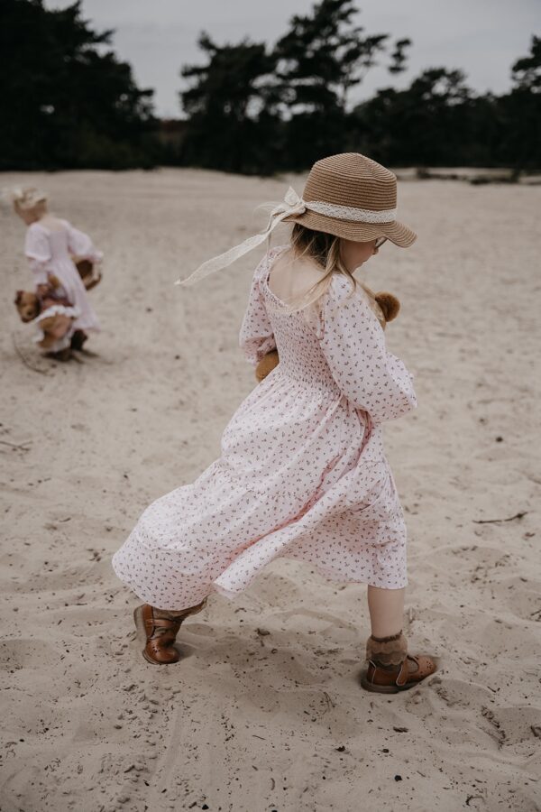 Kids Smocked dress pink roses - Afbeelding 3