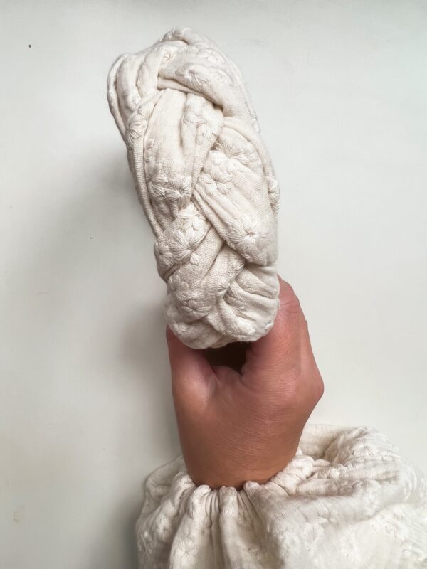 Vlechthaarband embroidery naturel