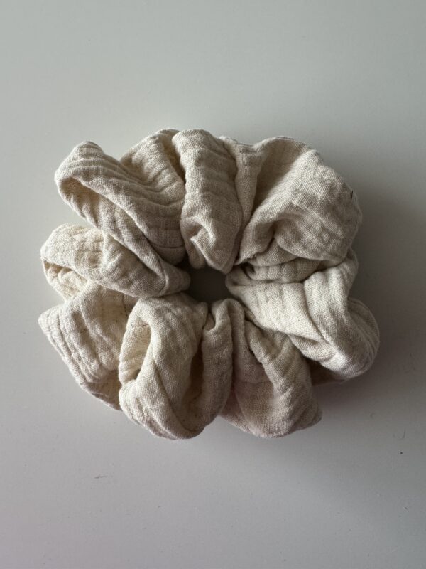 Scrunchie beige linnenlook