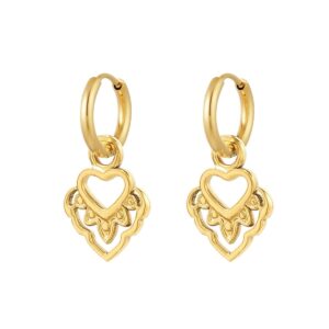 Oorbellen hart met details-goud