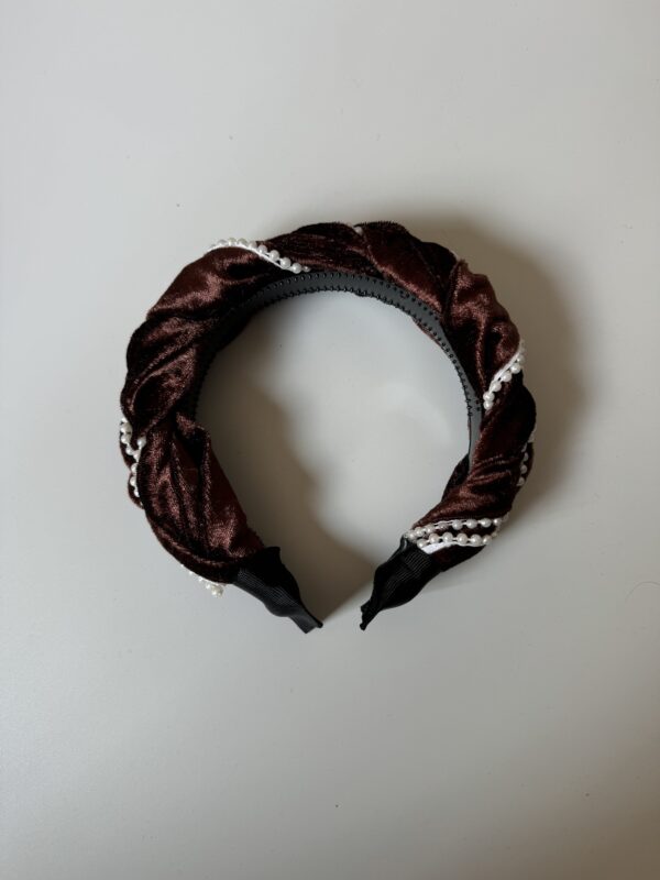Vlecht haarband velvet pearls - Afbeelding 2