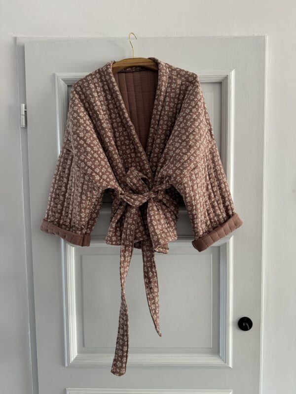 Kimono Jacket Brown flowers