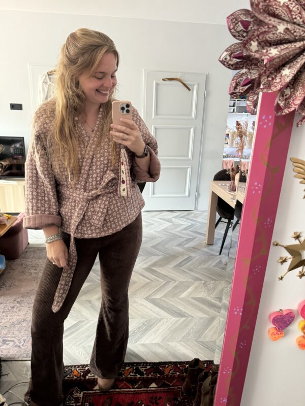 Kimono Jacket Brown flowers - Afbeelding 4