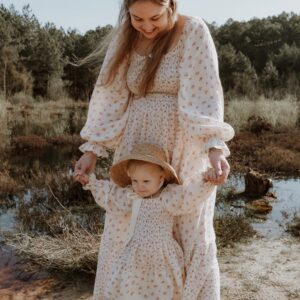 Smocked dress roses combi