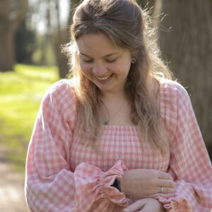 Smocked dress gingham pink