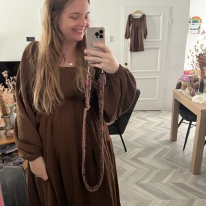 Smocked dress brown