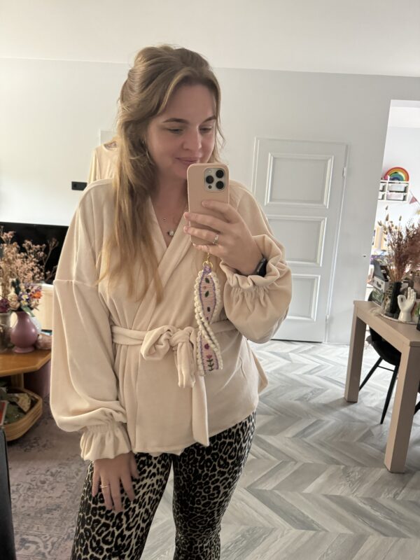 Kimono beige velvet