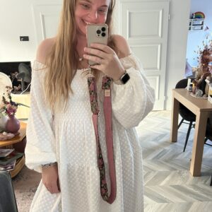 Smocked dress ecru dots
