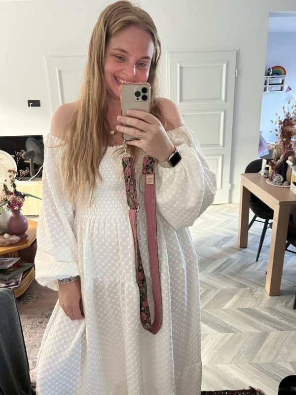 Smocked dress ecru dots