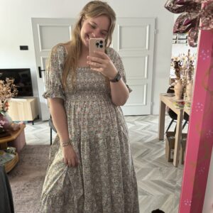 Smocked dress retro flowers