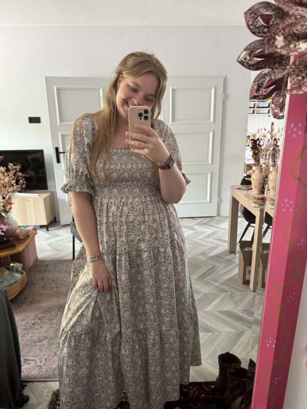 Smocked dress retro flowers