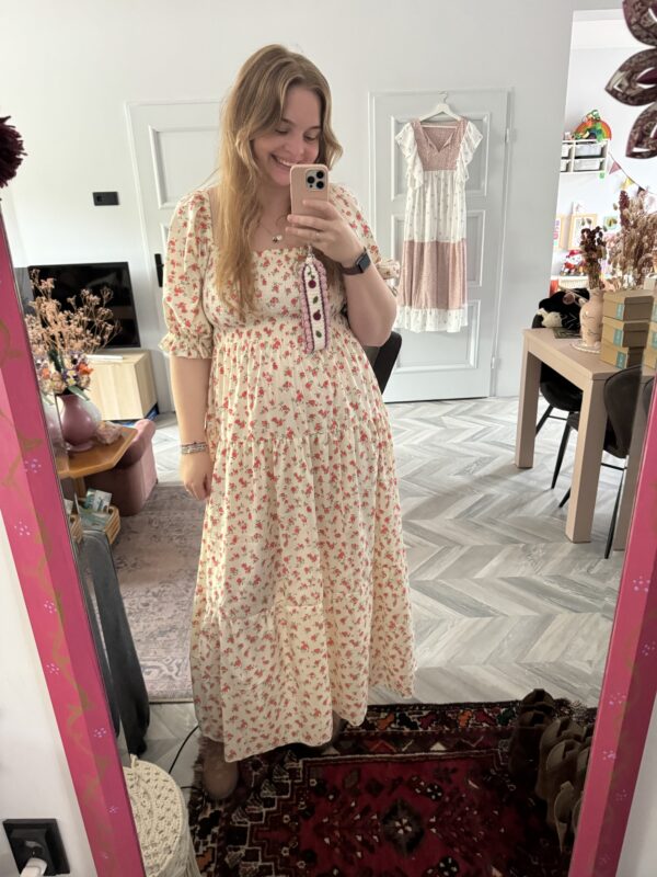 Smocked dress red roses