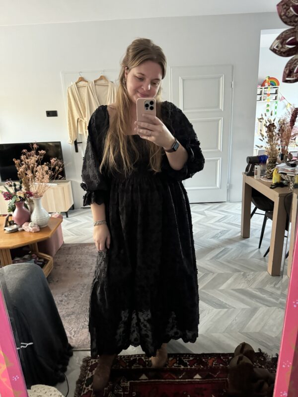 Smocked dress black daisy - Afbeelding 3