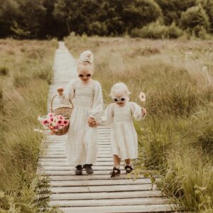 kids smocked dress embroidery naturel