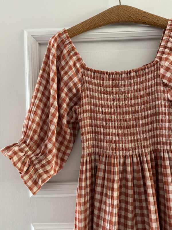 Smocked dress gingham terra - Afbeelding 3