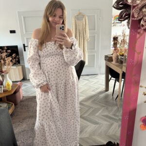 Smocked dress mini leaves