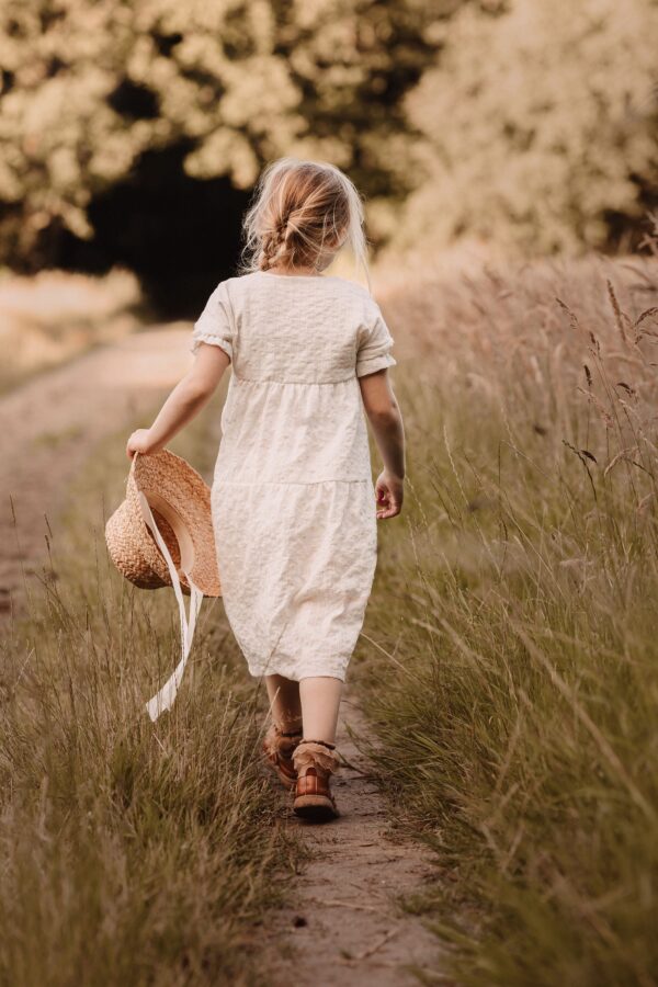 Kids wild heart dress ecru embroidery stripe - Afbeelding 3