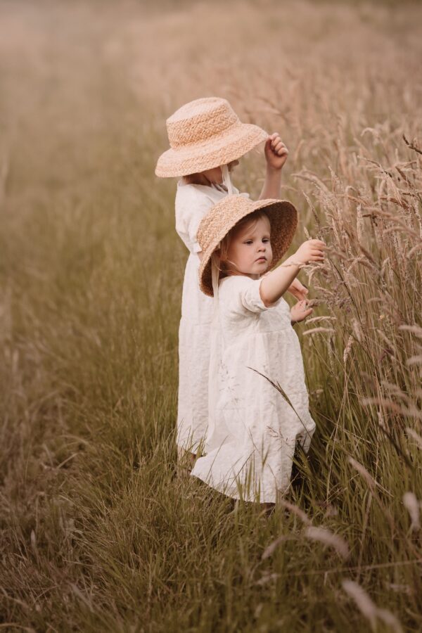 Kids wild heart dress ecru embroidery stripe