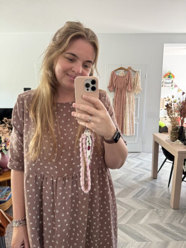 Loose fit dress mini flowers brown - Afbeelding 2