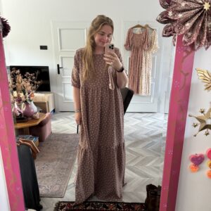 Loose fit dress mini flowers brown