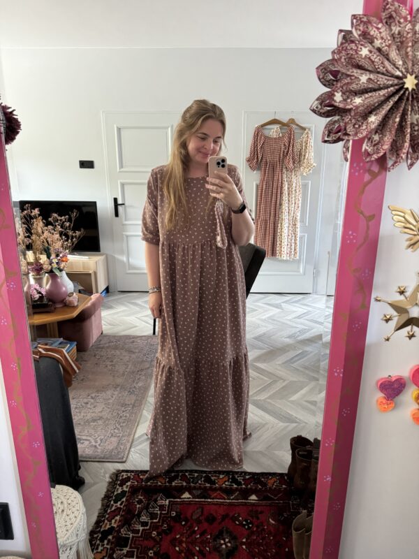Loose fit dress mini flowers brown