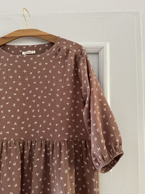 Loose fit dress mini flowers brown - Afbeelding 3