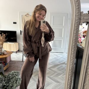 Kimono Suit dark mauve velvet