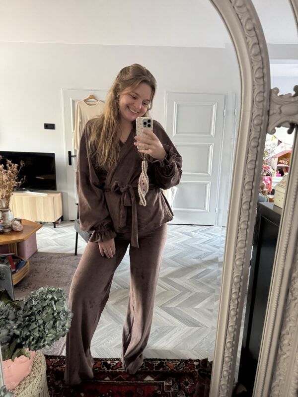 Kimono Suit dark mauve velvet