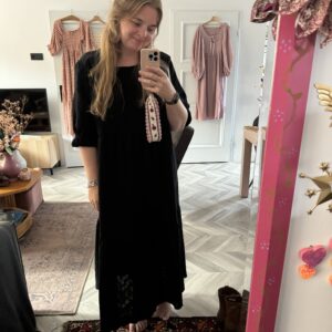 Loose fit dress embroidery black