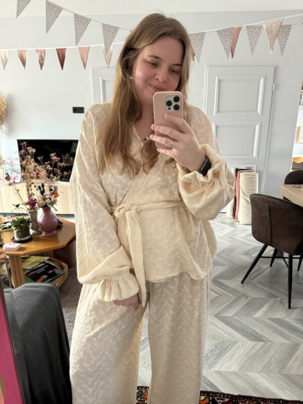 Kimono Suit embroidery naturel