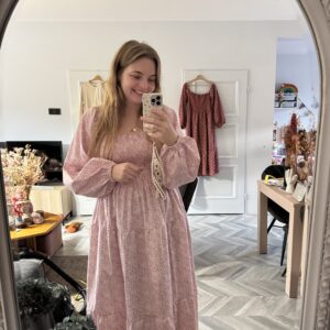 Smocked dress blush flowers