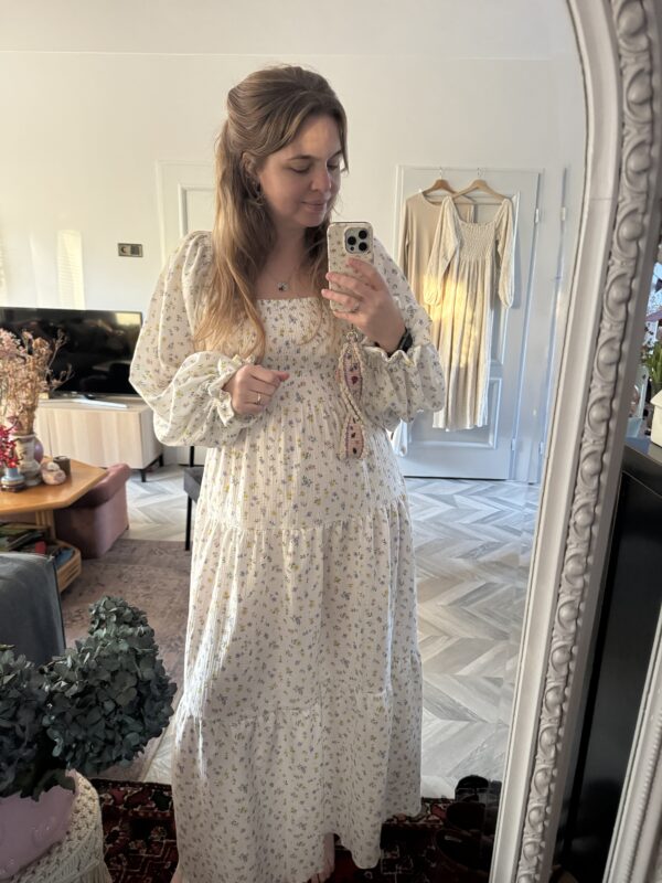 Smocked dress flowers pastel