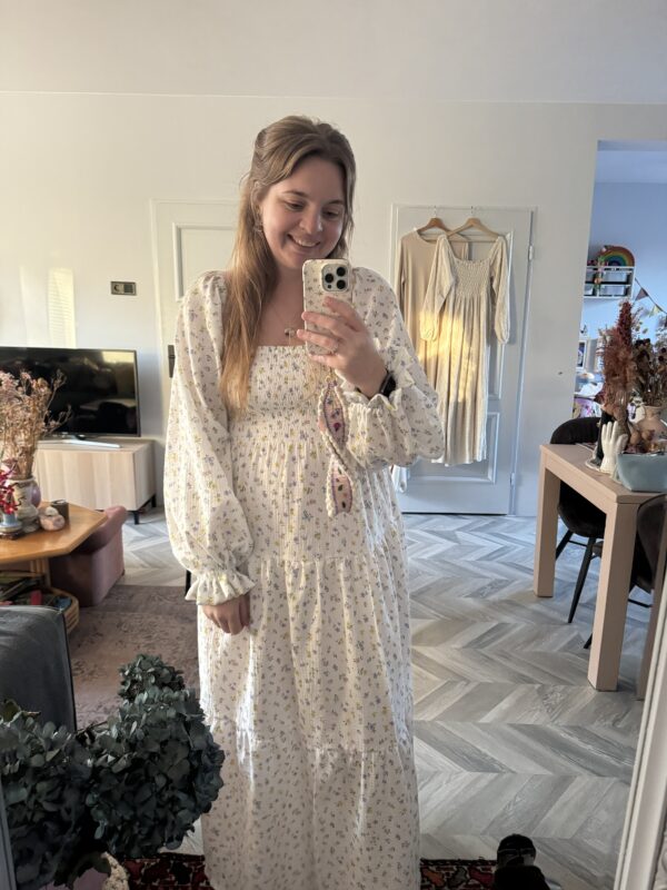 Smocked dress flowers pastel - Afbeelding 2