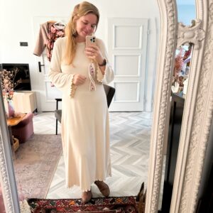 Relaxed fit dress beige pointelle