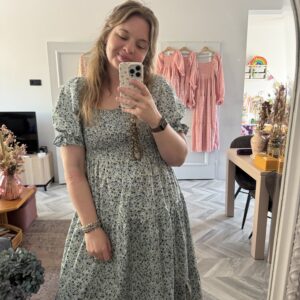 Smocked dress blue flowers