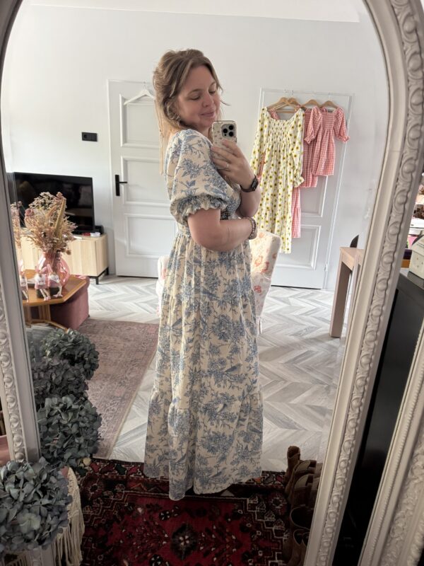 Smocked dress royal flowers - Afbeelding 3