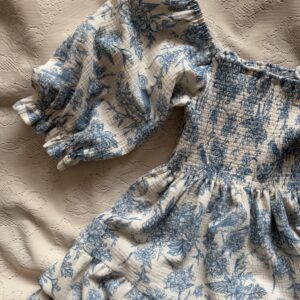 Smocked dress royal flowers