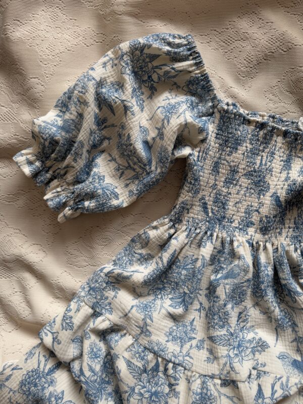 Smocked dress royal flowers